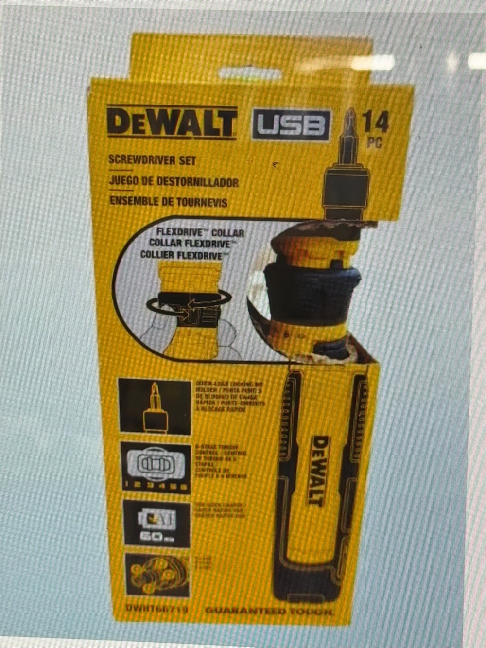 DeWALT DWHT66719 14pc USB Rechargeable Screwdriver Set FlexDrive Torque Control